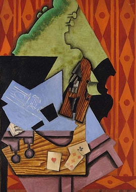 Juan - Violin and Playing Cards on a Table, 1913, oil o ...
