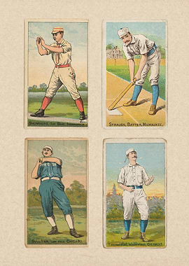 Collage of vintage baseball cards, 1887