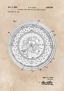 patent art Allen Universal time clock and hour angle in ...