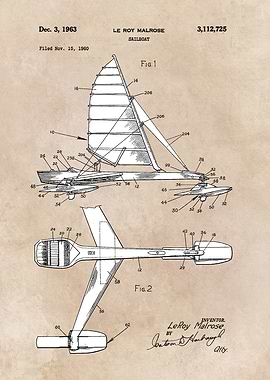 patent art Le Roy Malrose Sailboat 1963