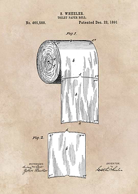 patent art Wheeler Toilet paper roll 1891