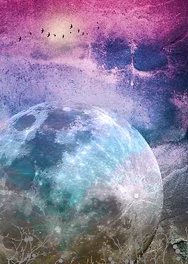 MOON under MAGIC SKY I-B. Conceptual Art Work.