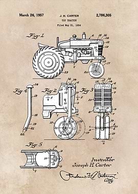 patent art Carter Toy tractor 1957