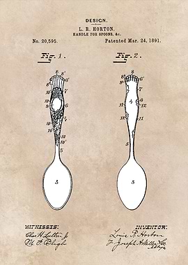 patent art Horton Handle for spoons 1891