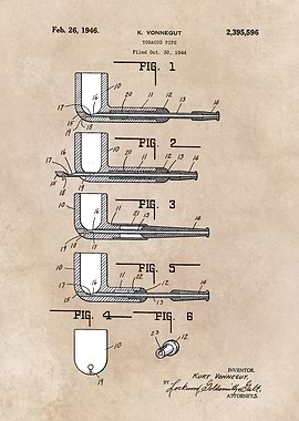 patent art Vonnegut Tobacco pipe 1946