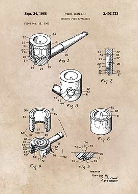 patent art Yow-Jiun Hu Smoking pipe apparatus 1968