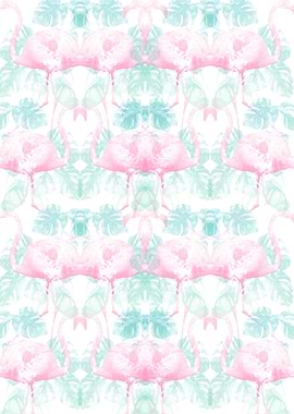 Flamingos and Monsteras Camo