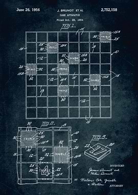 No195 - 1956 - Game apparatus (Scrabble) - Inventors J. ...
