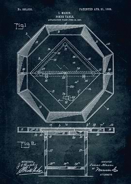 No222 - 1907 - Poker table - Inventor I. Mason