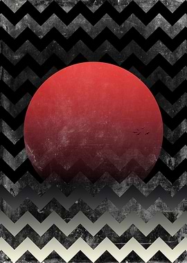 Red Sun in Waves Abstract