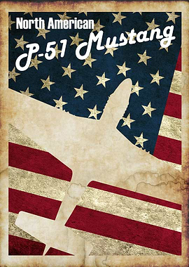 P-51 Mustang Vintage WW2 poster