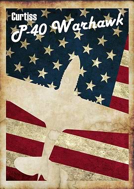 P40 Warhawk vintage WW2 poster