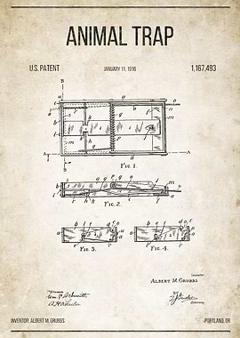 Animal Trap U.S. Patent #1,167,493
