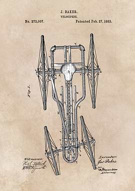 patent art Baker Velocipede 1883
