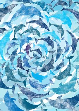 Water color dolphins