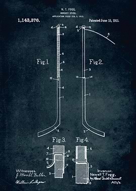 No305 - 1915 - Hockey stick - Inventor Fogg