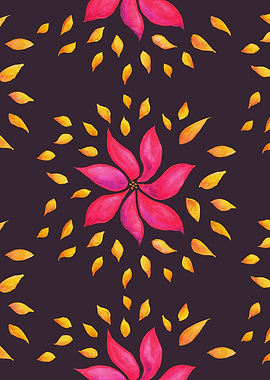 Abstract whimsical illustration of a pink flower a