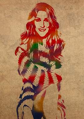 Celine Dion Watercolor Portrait