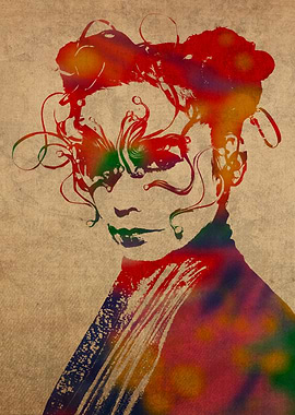 Bjork Watercolor Portrait