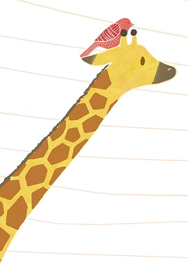 Giraffe and bird