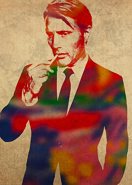 Mads Mikkelsen Watercolor Portrait