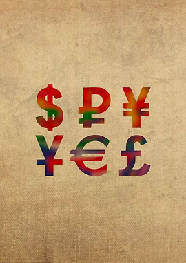 Money Symbols in Watercolor