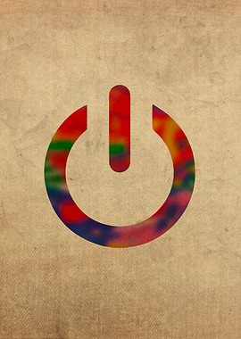 Power Button Symbol in Watercolor