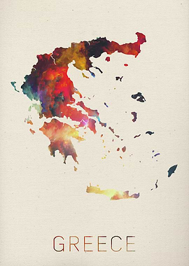 Greece Watercolor Map
