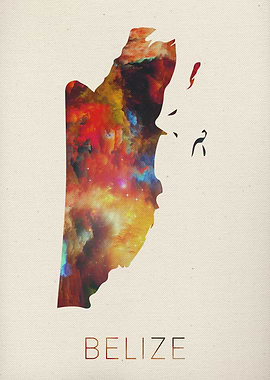 Belize Watercolor Map