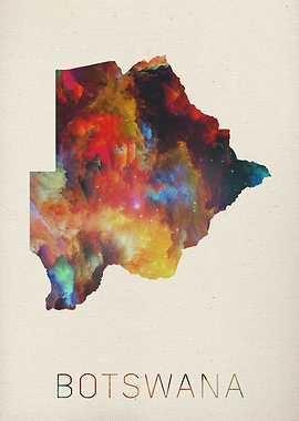 Botswana Watercolor Map