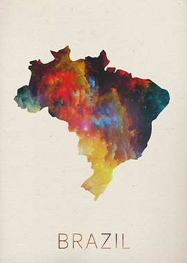 Brazil Watercolor Map