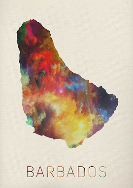 Barbados Watercolor Map