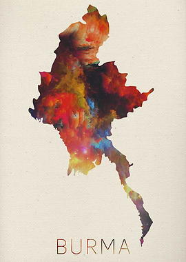 Burma Watercolor Map