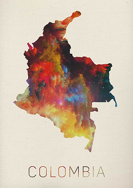 Colombia Watercolor Map