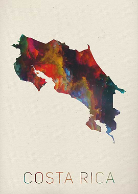 Costa Rica Watercolor Map
