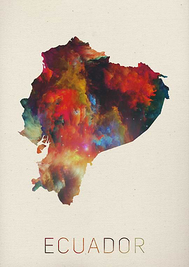 Ecuador Watercolor Map