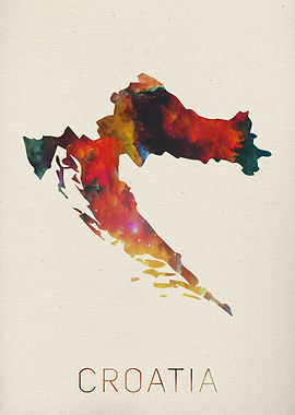 Croatia Watercolor Map