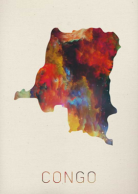 Congo Watercolor Map