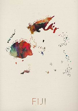 Fiji Watercolor Map