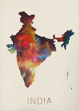India Watercolor Map