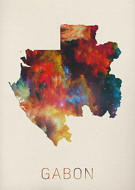 Gabon Watercolor Map