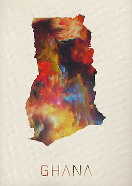 Ghana Watercolor Map