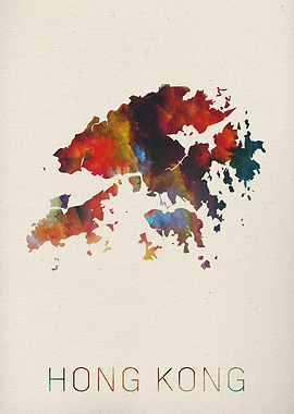 Hong Kong Watercolor Map