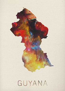Guyana Watercolor Map