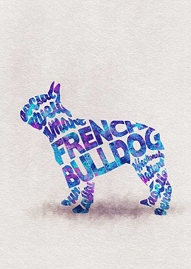 French Bulldog Typographic Painting