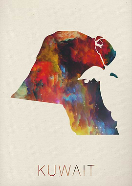 Kuwait Watercolor Map