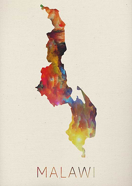 Malawi Watercolor Map