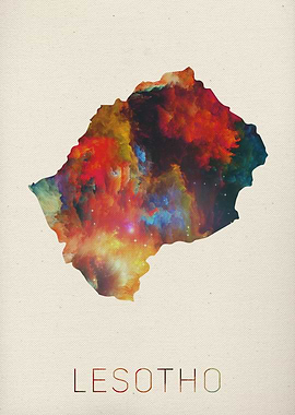 Lesotho Watercolor Map