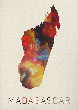 Madagascar Watercolor Map