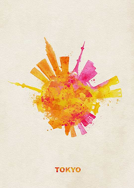 Tokyo Skyline Colorful